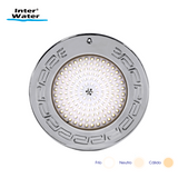 Reflector Inter NOVA LED Acero Inox, blanco cálido y frío, 25 cms, 32W, 12V.